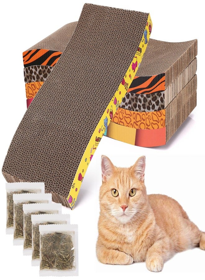 NEXT VOGUE 5 Pcs Multicolor Printed Cat Scratcher Pads with Catnip – Eco-Friendly Corrugated S-Shape Scratch Boards, Reversible, Heavy Duty for Indoor Cats & Furniture Protection - Image 1